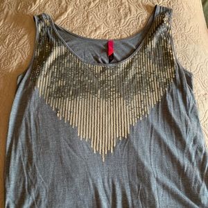 Gray sequined tank top